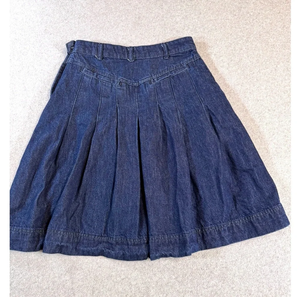 Free People Denim Skirt Womens 26 Blue Pleated High Waist A-Line Boho Mini Skirt